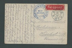 1917 Post Card Soldiers Postcard W/Feldpost Label Scarce