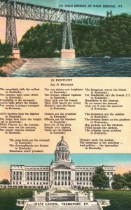 Vintage Postcard In Kentucky A Poem State Capitol Frankfort Kentucky KY