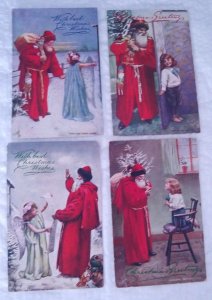 Lot of 4 Santa Claus Old World Tuck Angel Vintage Antique Christmas Postcards