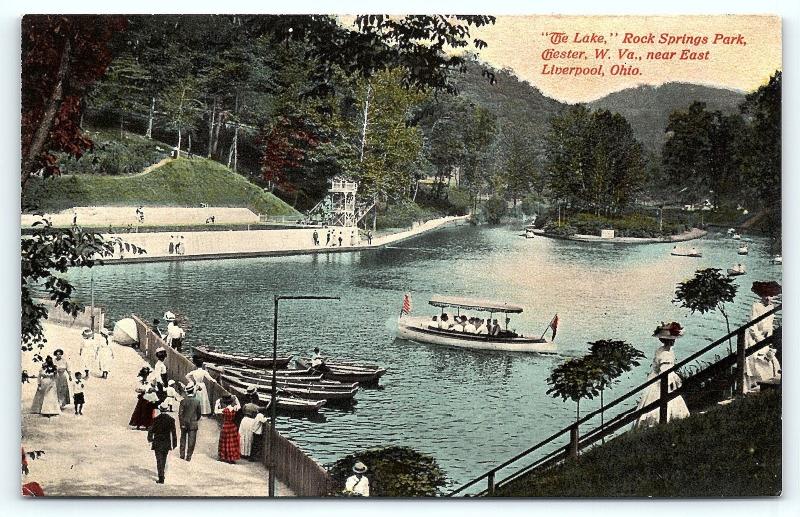 Postcard WV Chester The Lake Rock Springs Park Near East Liverpool Ohio