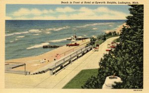 MI - Ludington. Epworth Heights, Beach in front of Hotel