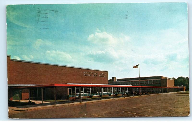 Meadville Area Senior High School North Street Extension PA Vintage Postcard B17