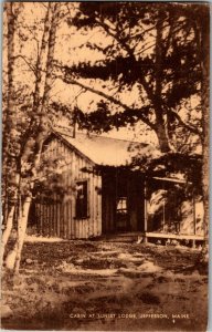 View of Cabin at Sunset Lodge, Jefferson ME Vintage Postcard A50