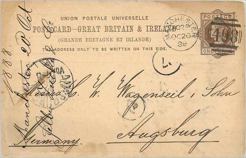 Entier Postal Stationery Postal Great Britain Great Britain 1888 Manchester t...