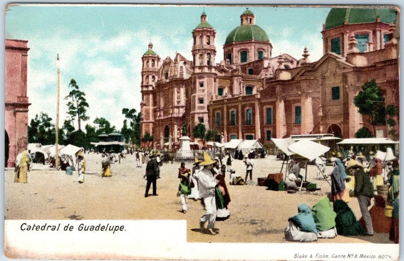 c1910s Mexico City Catedral de Guadalupe Plaza Market Church Square Postcard A27