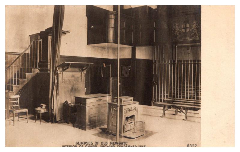    London ,  Newgate Prison ,  Interior Chapel showing Condemned Seat,  RPC  