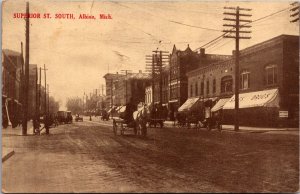 Postcard Superior Street South in Albion, Michigan