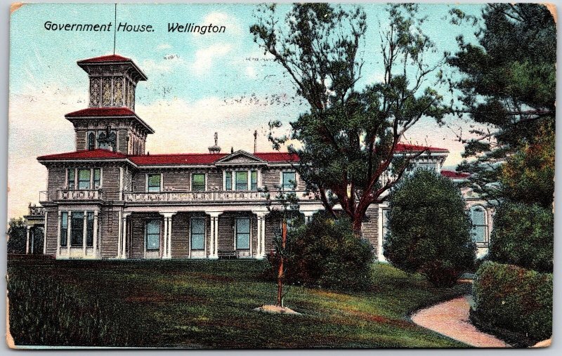 1910's Government House Wellington New Zealand Grounds Posted  Postcard