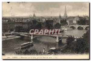 Postcard Old Paris Panorama of the Seine took the Pont des Arts Eiffel Tower