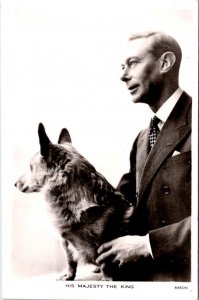 RPPC, HIS MAJESTY THE KING  George VI & His Dog  RAPHAEL TUCK Photo Postcard