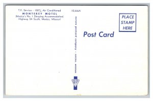 Monterey Motel Mexico Missouri Postcard