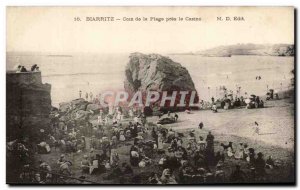 Old Postcard Biarritz corner of the beach near the casino