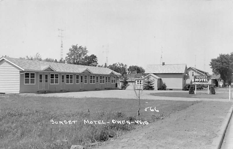 Sunset Motel Real Photo - Owen, Wisconsin WI