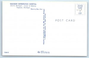 SAGINAW, Michigan MI ~ SAGINAW OSTEOPATHIC HOSPITAL c1960s Postcard