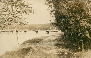 Postcard RPPC 1928 Wisconsin Crystal Lake Bridge Waterfront WI24-3387