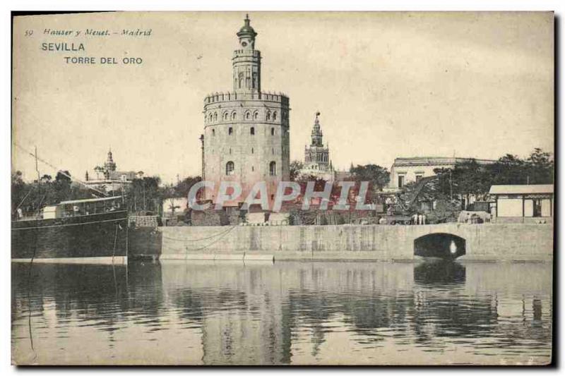Old Postcard Sevilla Torre Del Oro