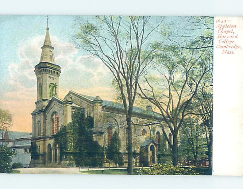 Pre-1907 HARVARD COLLEGE CHAPEL Cambridge - Boston Massachusetts MA AD2223