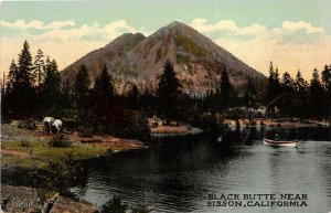 Sisson California c1910 Postcard Black Butte Lake Canoe