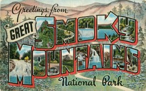 North Carolina Great Smokey Mountains Large Letters Deuel News Postcard 22-399