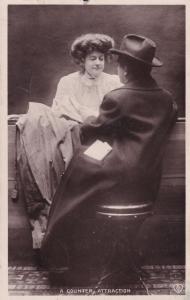 A Counter Attraction Real Photo Old Romance Postcard