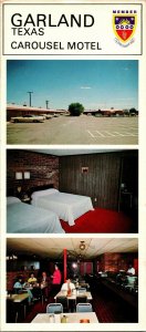 Vtg Chrome Postcard Garland TX Carousel Motel Multi-View 9x4 Friendship Inn UNP