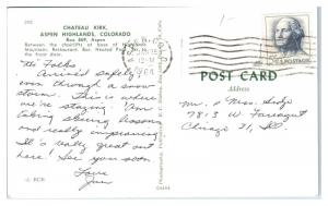 1964 Chateau Kirk, Aspen Highlands, CO Postcard