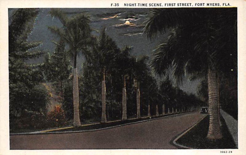 First Street Nighttime Scene Fort Myers FL