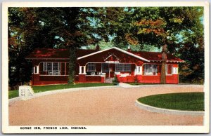 French Lick Indiana IND, Entrance of George Inn, Driveway, Vintage Postcard