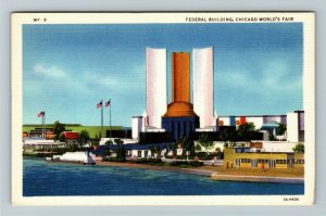 1933 Century Of Progress Chicago World's Fair Federal Building Vintage Postcard 