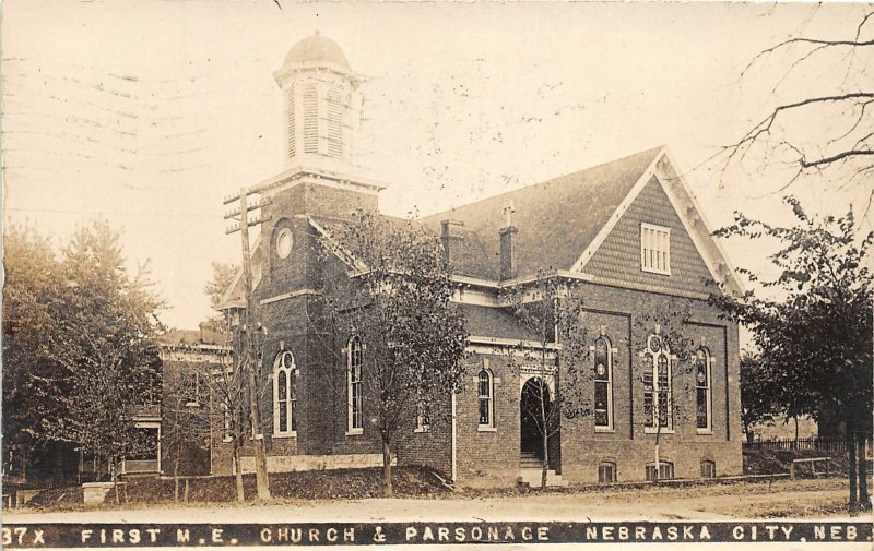 G32/ Nebraska City Nebraska RPPC Postcard 1910 First M.E. Church Parsonage