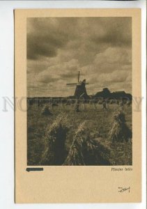 437426 Latvia village's old mill haymaking Vintage postcard