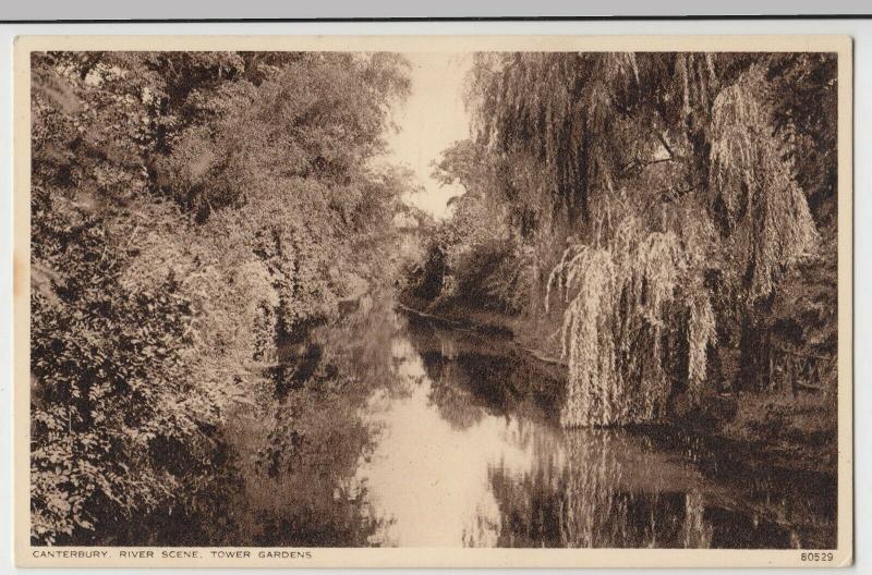Kent; Canterbury, River Scene, Tower Gardens PPC By Photochrom, Unused, c 1930's