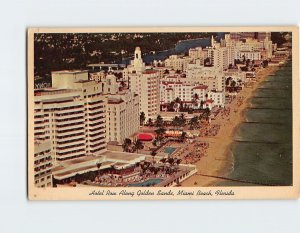 Postcard Hotel Row Along Golden Sands At Miami Beach Florida USA