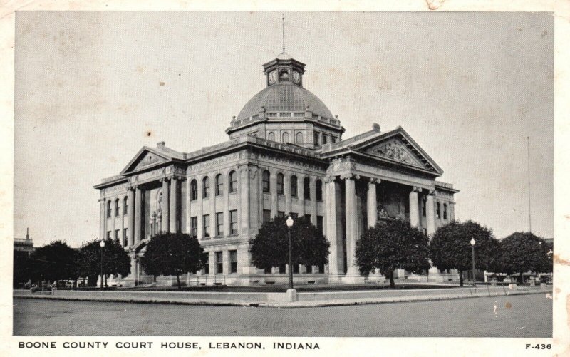 Vintage Postcard 1949 Boone County Court House Lebanon Indiana IN