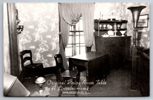 RPPC Org Dining Room Table A Lincolns Home Springfield IL C1950s Postcard Z11