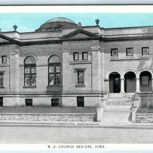 c1910s Red Oak, IA M.E Church Methodist Road Sky Tint Commercial Colortype A275