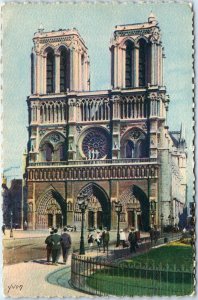 c1920s Paris, France Notre-Dame Cathedral Gothic Architecture Rose Window A359