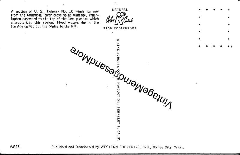 Section of US Highway No. 10 Columbia River Crossing at Vantage Postcard PC244