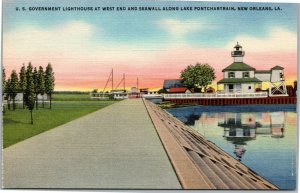 U.S. Government Lighthouse at West End and Seawall along Lake Pontchartrain