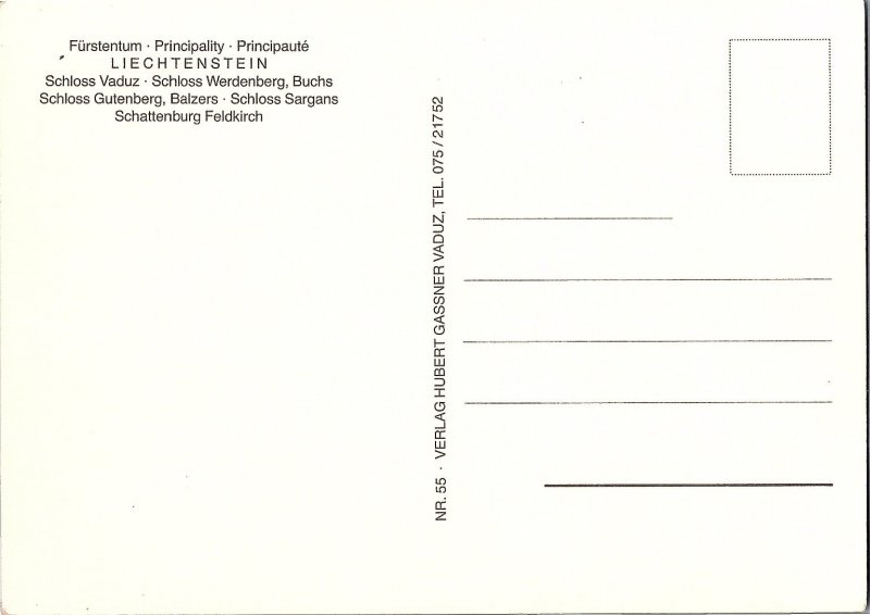 Multi-View Liechtenstein, Switzerland and Austria Castles 1960s Postcard