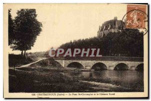 Old Postcard Chateauroux Indre St Christopher Bridge and Chateau Raoul