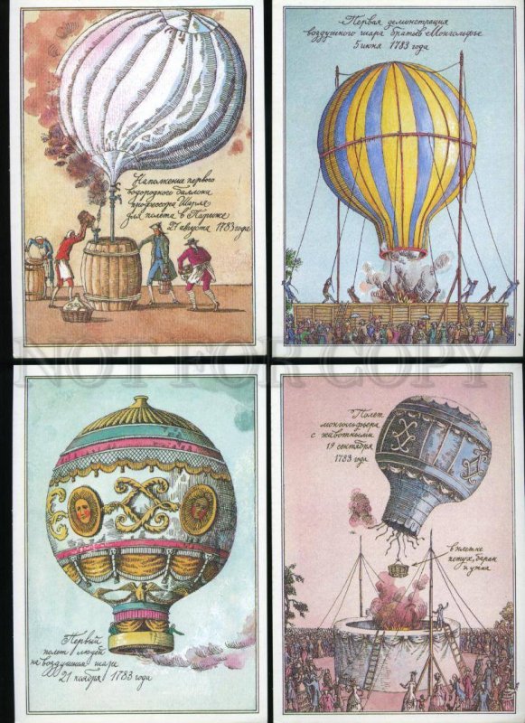 137266 History of ballooning Collection of 16 old postcards