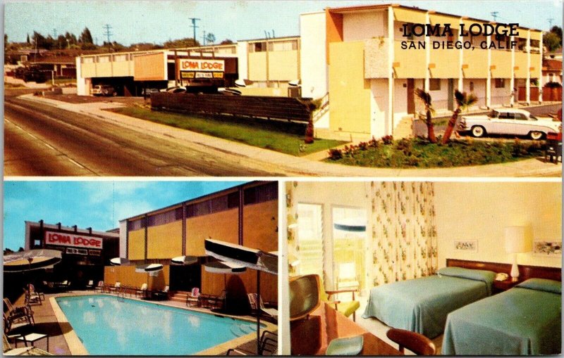 View of Loma Lodge Motel, 3202 Rosecrans San Diego CA Vintage Postcard Q67