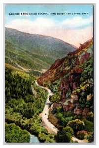 View of Ogden Canyon Ogden Utah UT UNP LInen Postcard N26