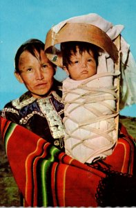 Navajo Indian Mother With Baby On Cradle Board