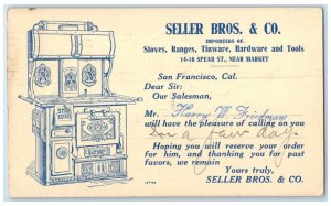 1910 Seller Bros. & Co. Mr. Friedman Calling San Francisco CA Postcard