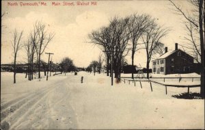 North Yarmouth Maine ME Main Street in Winter c1910 Vintage Postcard