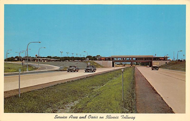 Service Area On Illinois Tollway View Postcard Backing 