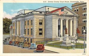 Greeneville Tennessee Greene Court House Street View Antique Postcard K82703