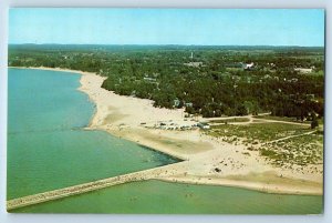 Ontario Canada Postcard Aerial View Showing Sandy Beach Southampton c1960's